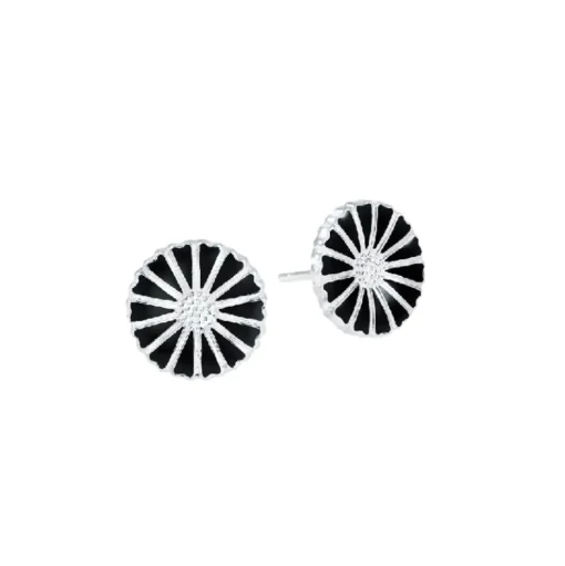 Lund Copenhagen - Sølv marguerit ørestikker med sort emalje 11mm - 909011-4-s