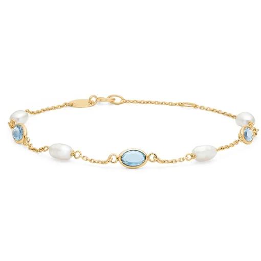 Mads Z - Abigail guld armbånd med perler og sten - 3357010