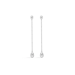 Mads Z - Dangling Ellipse sølv øreringe med kæde - 2110029