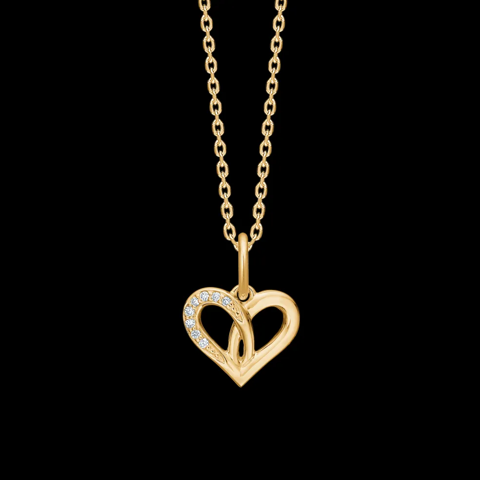 Mads Z - Kampange - 14 karat guld hjerte vedhæng med diamanter, small - 1521047