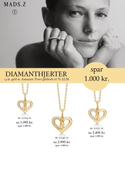 Mads Z - Kampange - 14 karat guld hjerte vedhæng med diamanter, stor - 1521049