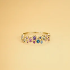 Mads Z - Luxury rainbow petite ring i 14 karat guld med ægte sten - 1544066