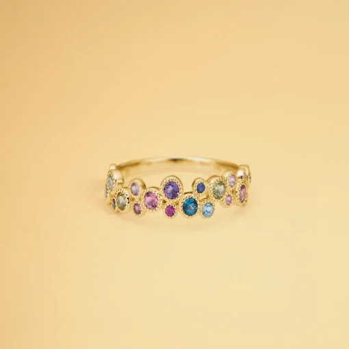Mads Z - Luxury rainbow petite ring i 14 karat guld med ægte sten - 1544066