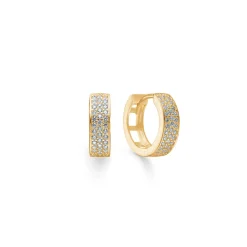 Mads Z - Rio 8kt. guld creoler med 3 rækker sten, 13mm - 8317138