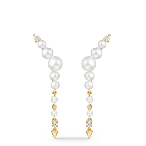 Mads Z - Unicorn 14kt øreringe med diamant og perler - 1513073