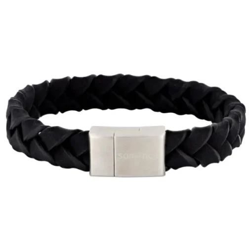 Nordahl - Flettet armbånd i sort læder - 809702391