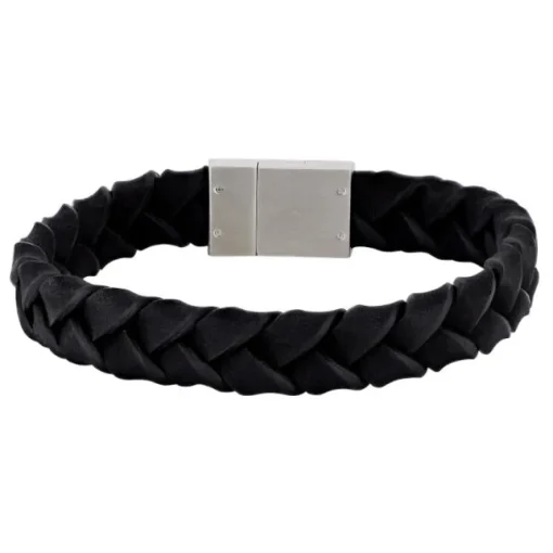 Nordahl - Flettet armbånd i sort læder - 809702391