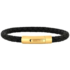 Nordahl - Son of Noa armbånd i sort læder med forgyldt lås - 809702291