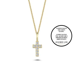 Nuran - 14 karat guld kors med 7 x 0,005ct diamanter - v2201-kors0035rg