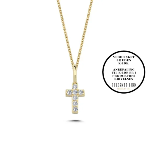 Nuran - 14 karat guld kors med 7 x 0,005ct diamanter - v2201-kors0035rg