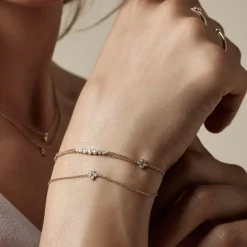 Nuran - Olivia armbånd i 14 karat guld med diamanter - b2301004rg