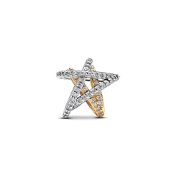 Pandora - 2 farvet stjernecharm med funklende zirkonia sten - 763590c01