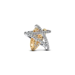Pandora - 2 farvet stjernecharm med funklende zirkonia sten - 763590c01