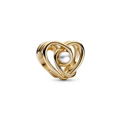 Pandora - 14 karat guld hjerte charm med ferskvandsperle - 752636c01