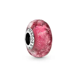 Pandora - Bølget lyserød murano glas charm - 798872c00