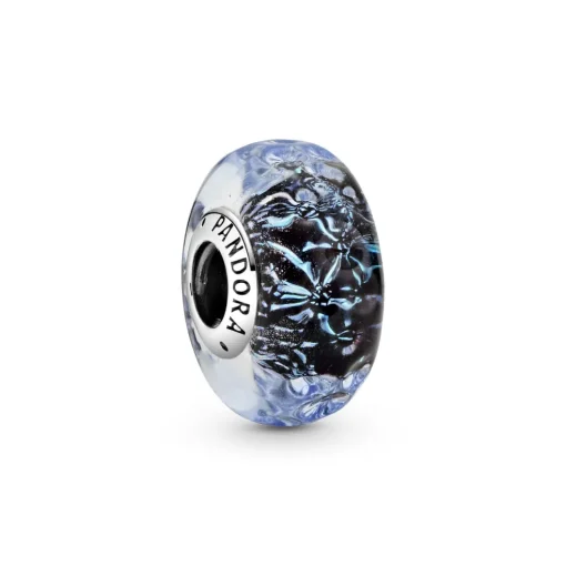 Pandora - Bølget mørkeblåt muranoglas hav charm - 798938C00
