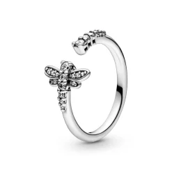Pandora - Dragonfly sølv ring med sten - 198806