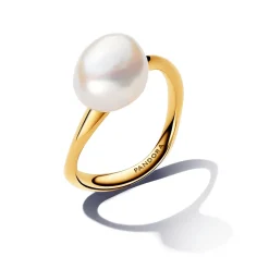 Pandora - Essence forgyldt ring med barok ferskvands perle - 163293c01