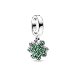 Pandora - Firkløver charm med grønne sten - 792751c01