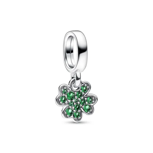 Pandora - Firkløver charm med grønne sten - 792751c01