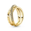 Pandora - Forgyldt bånd ring med sten - 169057C01