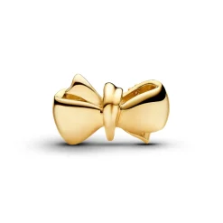 Pandora - Forgyldt sløjfe charm med sten af zirkonia - 763442c01