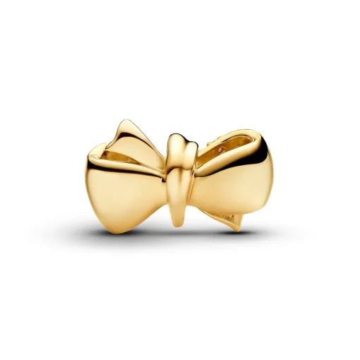 Pandora - Forgyldt sløjfe charm med sten af zirkonia - 763442c01