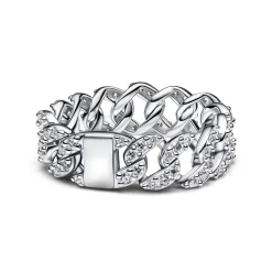 Pandora - Funklende panser facet kæde ring med sten - 193557c01
