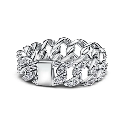 Pandora - Funklende panser facet kæde ring med sten - 193557c01
