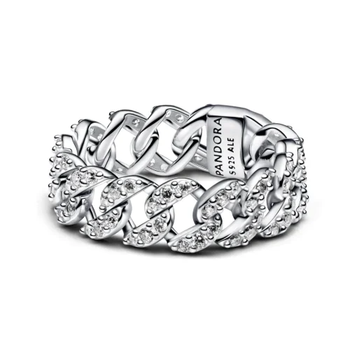 Pandora - Funklende panser facet kæde ring med sten - 193557c01