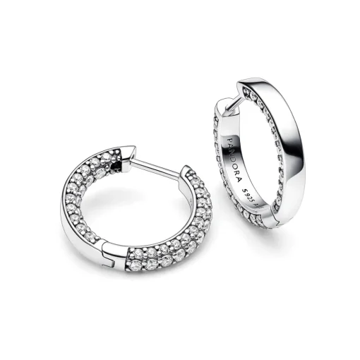 Pandora - Funklende timeless sølv creoler - 292624c01