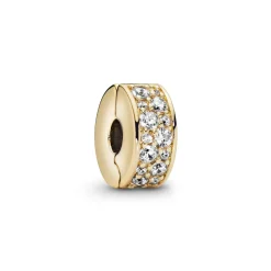 Pandora - Guldbelagt klemmeled med zirkonia sten - 768658c01