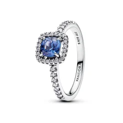 Pandora - Halo ring i sølv med blå sten af zirkonia - 193555c01