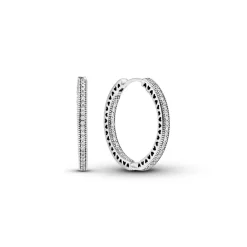 Pandora - Hearts creoler i sølv med sten - 296319cz