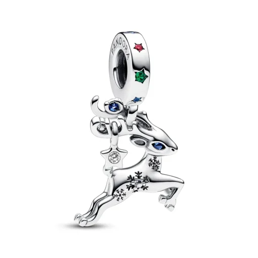 Pandora - Julerensdyrs charm med sten - 792826c01