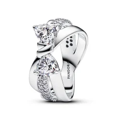 Pandora - Krydsende sløjfering i sterling sølv med zirkonia - 193553c01