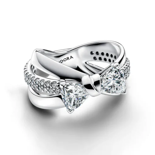 Pandora - Krydsende sløjfering i sterling sølv med zirkonia - 193553c01