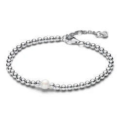 Pandora - Kugle armbånd i sølv med ferskvands perle - 593173c01