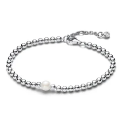 Pandora - Kugle armbånd i sølv med ferskvands perle - 593173c01