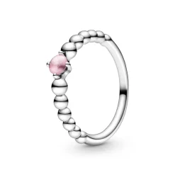 Pandora - Kuglebesat ring med lyserød sten - 198598-9