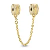 Pandora - Logo Klemmeled i forgyldt med sten - 768642c01-05
