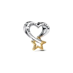 Pandora - Lykkestjerne og hjerte charm - 763513c00