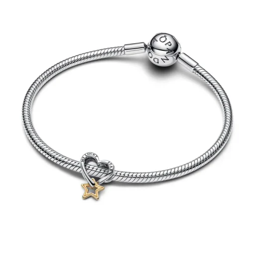 Pandora - Lykkestjerne og hjerte charm - 763513c00