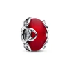 Pandora - Mat rød muranoglas charm med hjerter - 792497