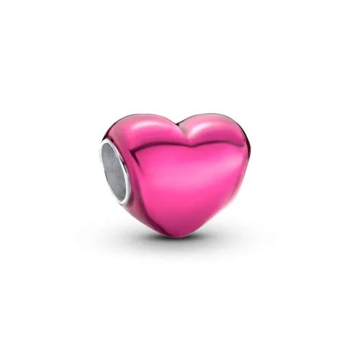 Pandora - Metalisk Pink hjerte med emalje - 793337c03