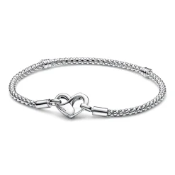 Pandora - Moments slangekæde armbånd med hjerte lås - 592453c00