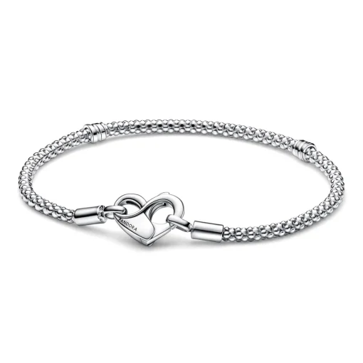 Pandora - Moments slangekæde armbånd med hjerte lås - 592453c00