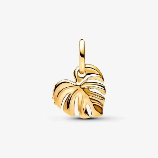 Pandora - Monstera blad forgyldt med sten - 763349