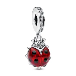Pandora - Rød mariehøne charm med funklende sten - 792571c01