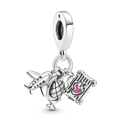 Pandora - Rejse charm med fly, globus og kuffert - 799435c01